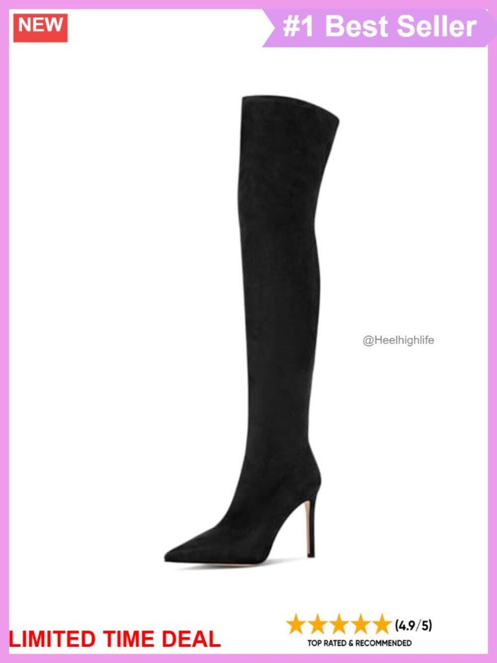 Women's Suede Over the Knee Boots Pointed Toe Heeled Stretch Boots